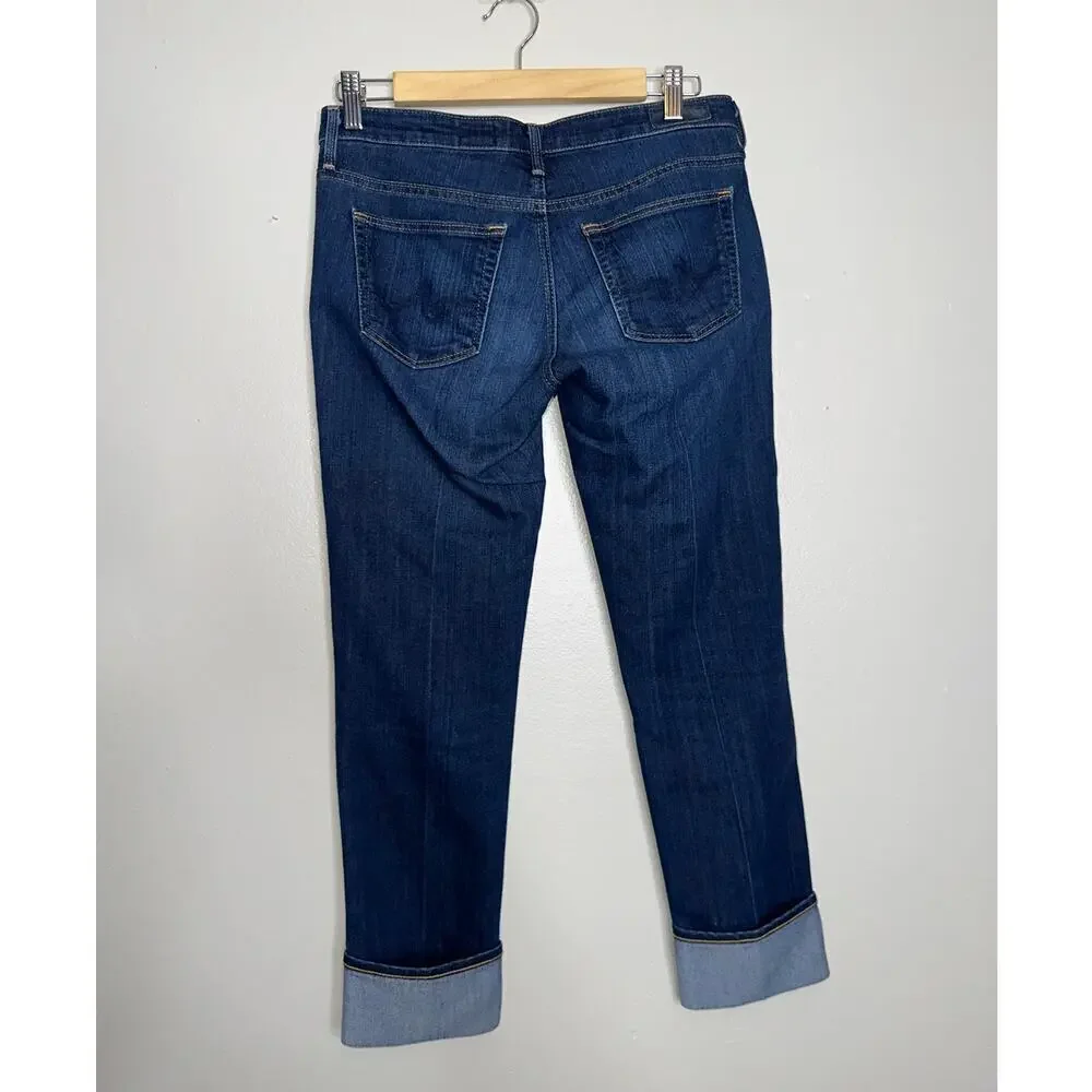 AG Adriano Goldschmied The Stevie Cuff Slim Straight Dark Wash Jeans 27